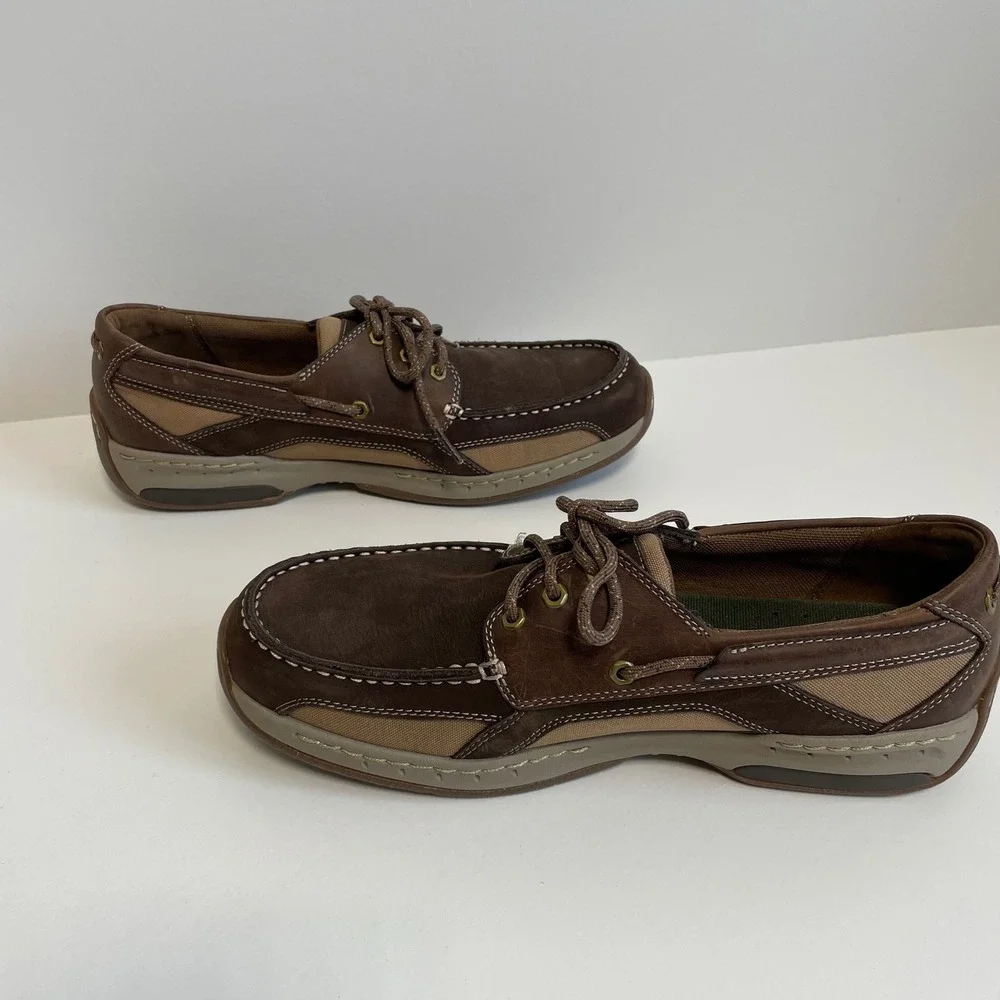 Dunham Men's Brown Leather Boat Shoes Size‎ 10.5 Athleisure Casual